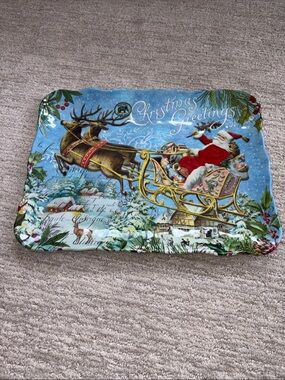 Michel Design Works Christmas Joy Santa Sleigh & Reindeer Melamine Cookie Tray